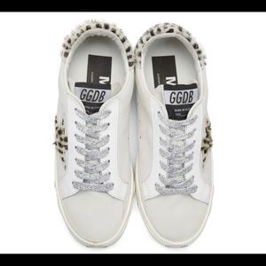 White suede leopard May sneakers. 10. Golden goose